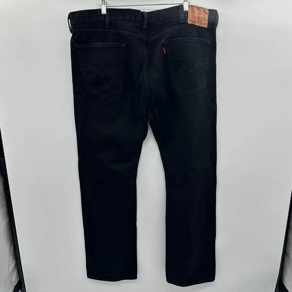 Levis 505 Mens Straight Fit Black Denim Jeans 42x32 Cotton 505-0260